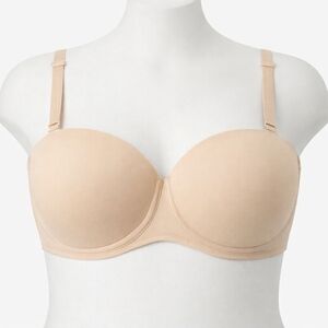 Cacique Beige T-Shirt Smooth Fit Boost Strapless Multiway Bra Full Coverage 46DD